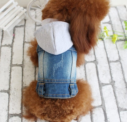 Fly Embroidered Pet Clothes Hole Cowboy Jean Clothes for Small Dogs Autumn Chihuahua Dog Jacket Factory Direct Sale Dog