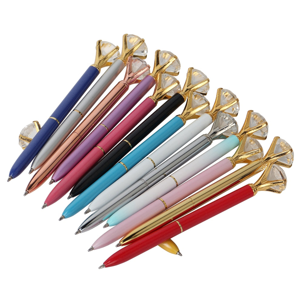 21 Color Metal Ballpoint Pen with Large Diamond