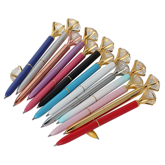 21 Color Metal Ballpoint Pen with Large Diamond