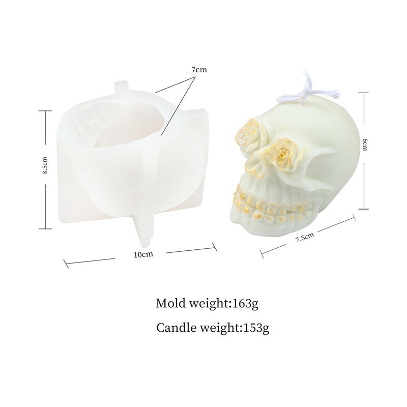 InsHalloween Silicone Skull Candle Mold Aromatherapy Ghost Festival Mousse Cake Mold Soap Mold
