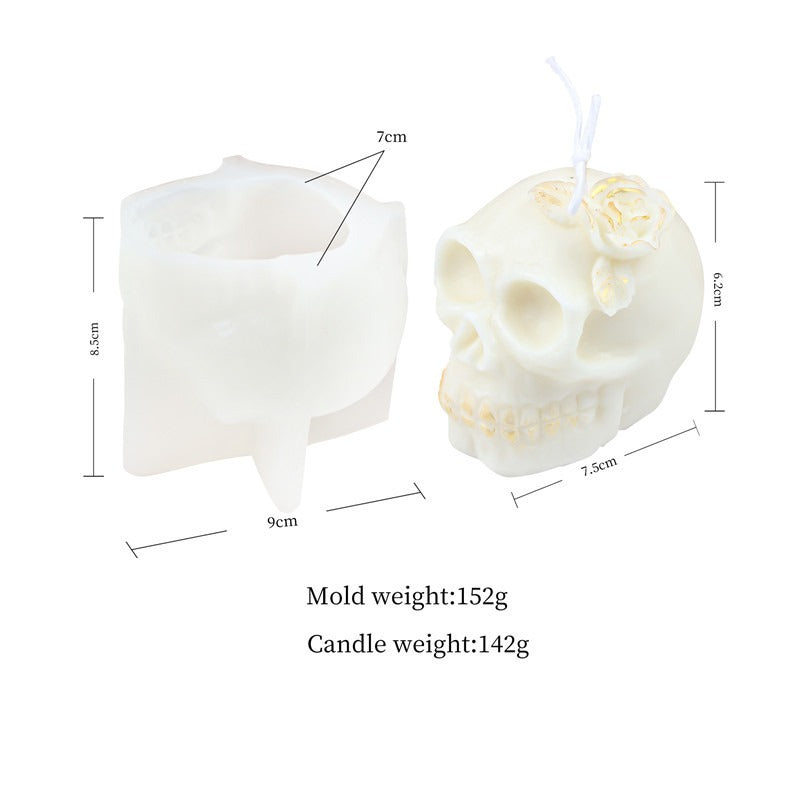 InsHalloween Silicone Skull Candle Mold Aromatherapy Ghost Festival Mousse Cake Mold Soap Mold