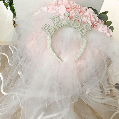 Bride to be Pearl crown tiara veil Bach Bachelorette hen Party Bridal Shower wedding engagement rehearsal dinner Decoration Gift